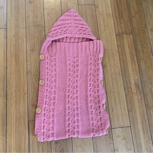 Pink Knitted Baby Sleeping Bag with Hood